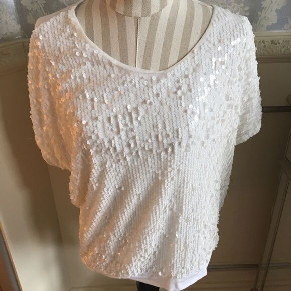White Sequin Top  - Picture 1 of 4
